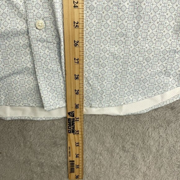 NWOT Jachs New York Men's L Short Sleeve Button-Up Shirt Blue Geometric - Picture 4 of 12